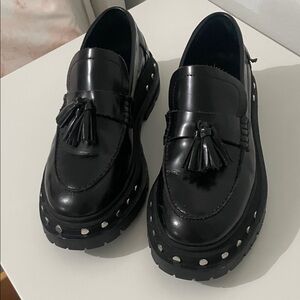 Free People Black Tassel Loafers